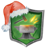 Old Forge logo wearing a Santa hat.